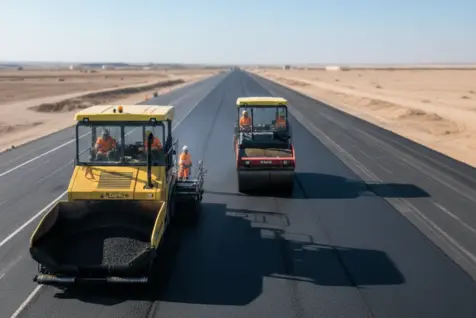 High-grade asphalt mix compacted for highway construction meeting Saudi road specifications