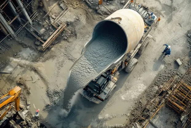 High-strength ready mix concrete poured for infrastructure construction project in Saudi Arabia