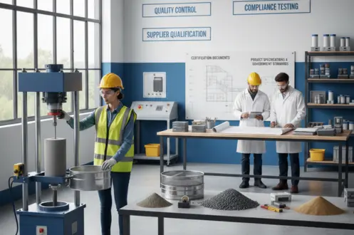 QA QC material testing and supplier qualification process for construction materials