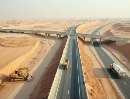 Highway and bridge infrastructure project supported by construction materials in Saudi Arabia