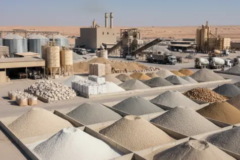 Industrial aggregates and base-course materials graded for manufacturing and heavy-duty construction use