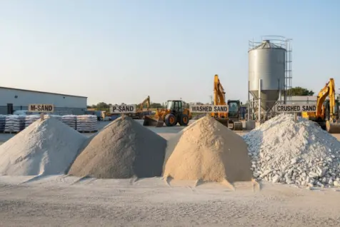 M-sand, P-sand, washed sand and crushed sand types meeting construction quality standards